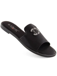 Pohodlné žabky se zirkony S.Barski W OLI258A černá