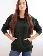 Dámská mikina s kapucí a klokankou z bavlny tmavě zelená