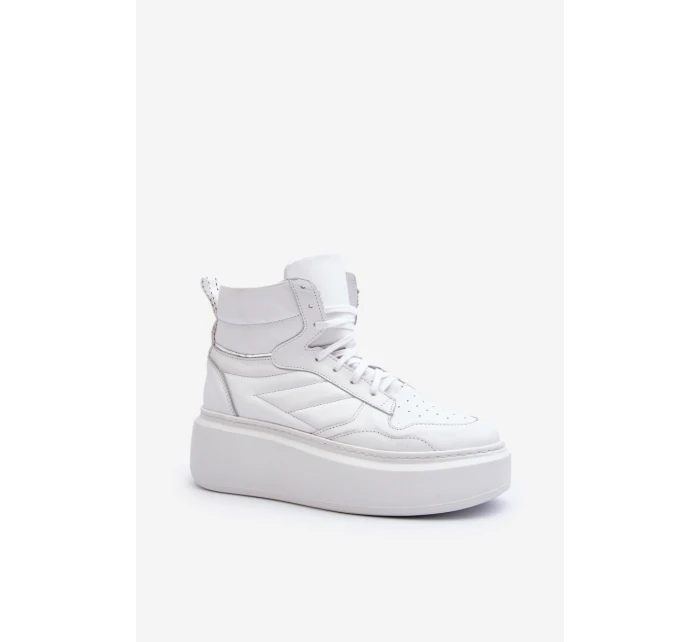 Zazoo 3392/X Dámské Kožené Sportovní Boty Na Platformě Bílé