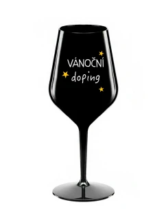 VÁNOČNÍ DOPING - černá nerozbitná sklenice na víno 470 ml