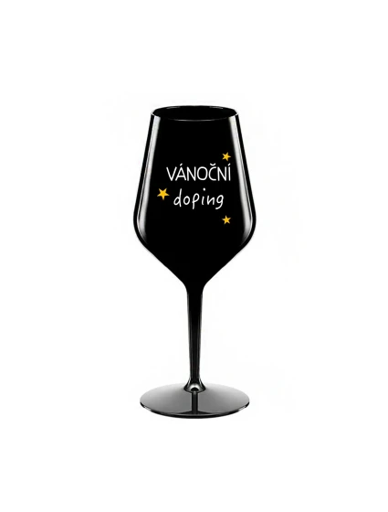 VÁNOČNÍ DOPING - černá nerozbitná sklenice na víno 470 ml VÁNOČNÍ DOPING - černá nerozbitná sklenice na víno 470 ml