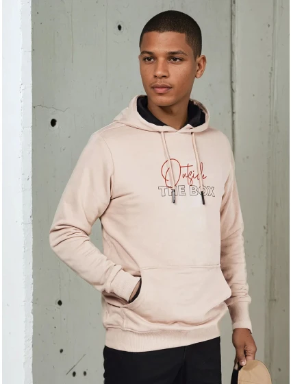 Pánská mikina s kapucí béžová FashionStreet BX5714