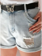 Dámské džínové šortky s páskem SUMMERFLY blue FashionStreet SY0482 Dámské džínové šortky s páskem SUMMERFLY blue FashionStreet SY0482