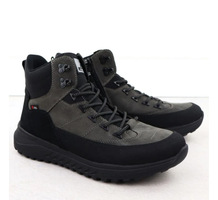 Šedé pánské kožené nepromokavé tenisky model 21906044 - Rieker