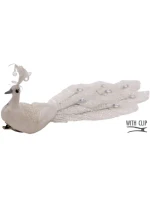 DEKORATIVNÍ PÁV NA SPONĚ NA CETKY BÍLÝ