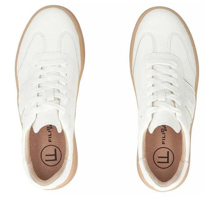 Dámské kožené boty na platformě bílé Filippo DP7543/26 Dámské kožené boty na platformě bílé Filippo DP7543/26