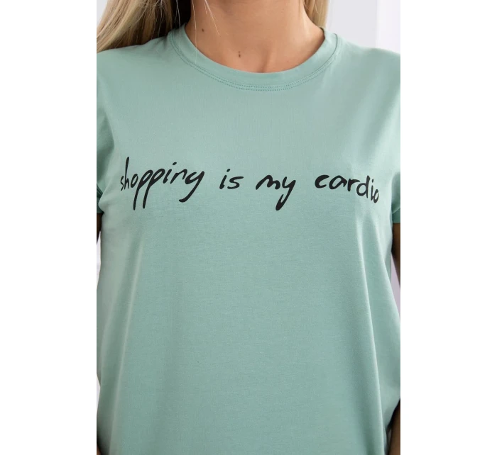 Nakupování je moje kardio tmavě mátová halenka Nakupování je moje kardio tmavě mátová halenka