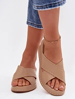 Zdobené dámské sandály na platformě z eko kůže Béžové Calorissa