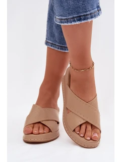 Zdobené dámské sandály na platformě z eko kůže Béžové model 21954702 - Boto
