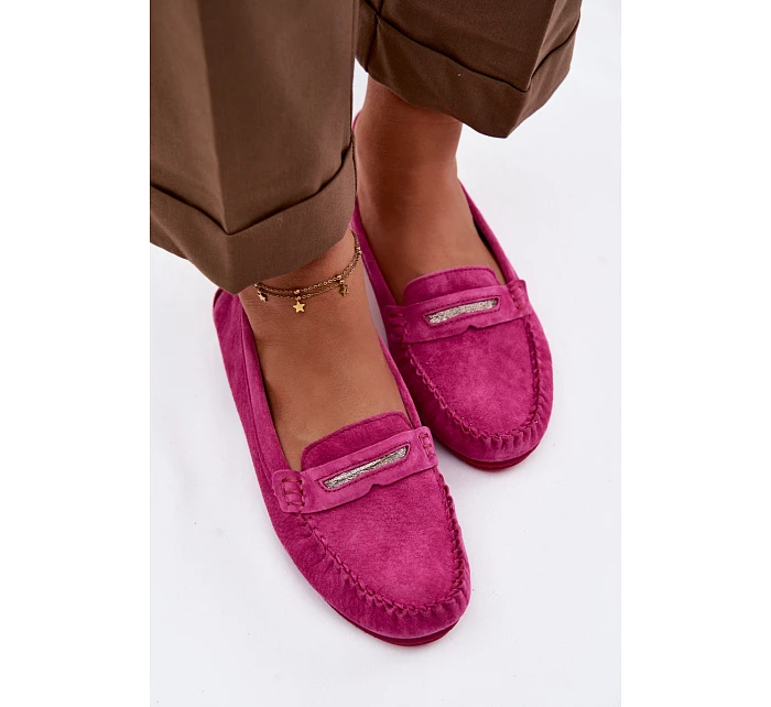 Dámské ploché mokasíny z přírodního semiše S.Barski LR61-7029 fuchsiová Dámské ploché mokasíny z přírodního semiše S.Barski LR61-7029 fuchsiová
