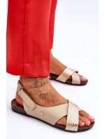 kožené sandály na suchý zip Zlatobéžová Addison