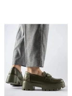 Dámské mokasíny model 21865033 Khaki tmavě zelená Solea - Inello