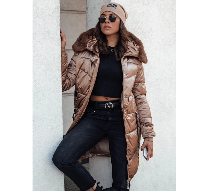 Dámská prošívaná zimní bunda ULTRAWAY s kapucí hnědá FashionStreet TY4644