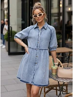 Dámské džínové košilové šaty modré FashionStreet EY2638