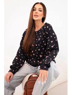 Dámská viskózová mikina s dlouhým rukávem v černá model 21924559 - K-Fashion