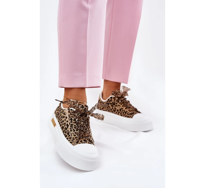 Dámské Tenisky Na Masivní Platformě S Ozdobným Šněrováním Leopardí Hnědé Zidora Dámské Tenisky Na Masivní Platformě S Ozdobným Šněrováním Leopardí Hnědé Zidora