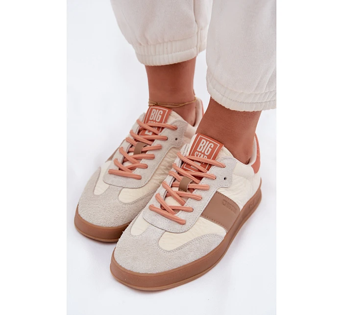 Kožené semišové dámské tenisky Big Star model 22042808 béžové - Big Star Shoes