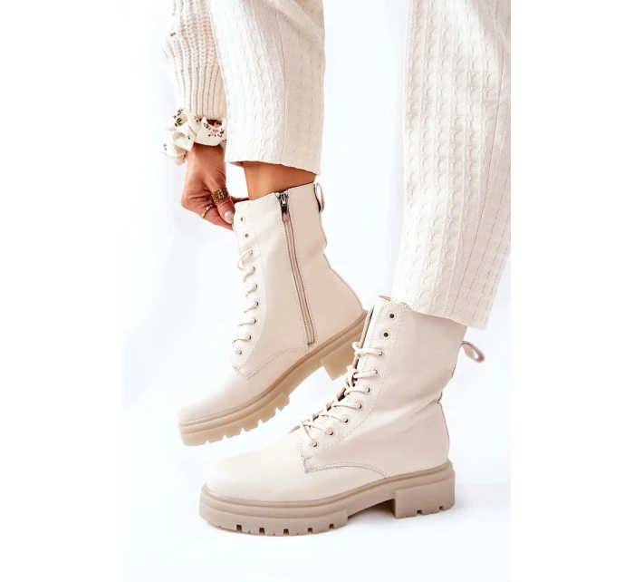 Kotníkové Ploché Workery Boty Béžové Rozelle Kotníkové Ploché Workery Boty Béžové Rozelle