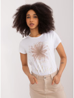 Bílé dámské tričko s nápisem BASIC FEEL GOOD