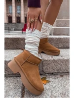 Dámské sněhule Milora z přírodního semiše s kožešinou – camel Dámské sněhule Milora z přírodního semiše s kožešinou – camel