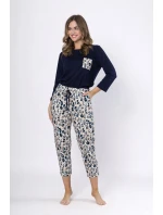 Dámské pyžamo  Tmavě modrá s béžovou model 21875970 - LEVEZA