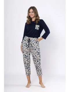 Dámské pyžamo  Tmavě modrá s béžovou model 21875970 - LEVEZA