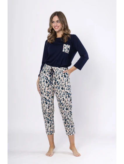 Dámské pyžamo  Tmavě modrá s béžovou model 21875970 - LEVEZA