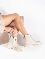 Pohodlné dámské  kotníčkové boty hnědé platforma