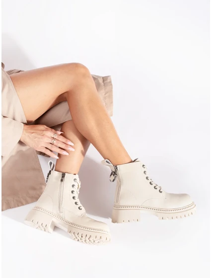 Pohodlné dámské  kotníčkové boty hnědé platforma