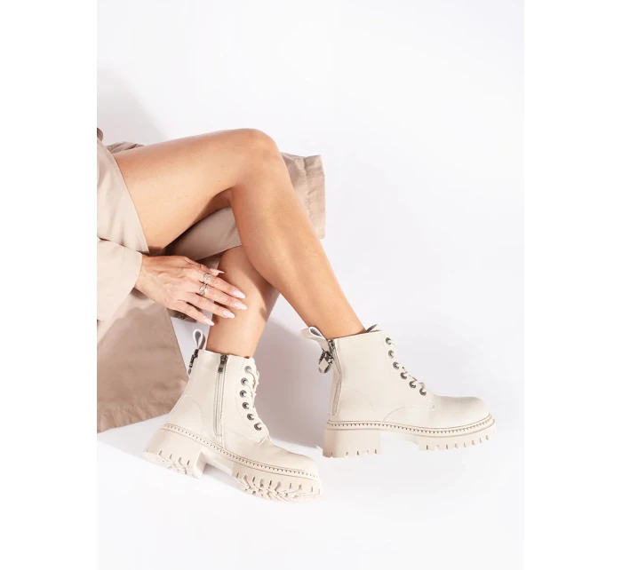 Pohodlné dámské  kotníčkové boty hnědé platforma