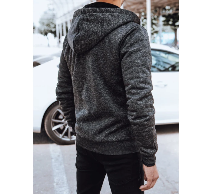Pánská teplá mikina na zip tmavě šedá Dstreet BX5607 Pánská teplá mikina na zip tmavě šedá Dstreet BX5607