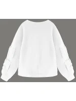 Teplá bílá dámská mikina s mašlemi model 19742942 - MADE IN ITALY