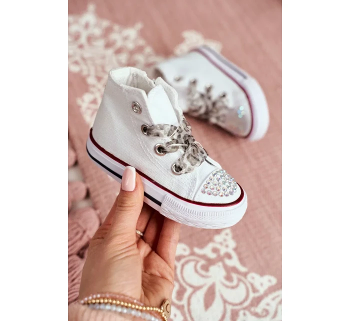 Dětské Tenisky Se Zirkony Bílé Smile