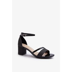 Třpytivé dámské sandály na nízkém podpatku černé Ploemis