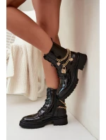 Dámské lakované workery Sarinae zateplené – černé Dámské lakované workery Sarinae zateplené – černé