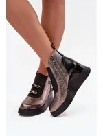 Dámské kotníkové boty na platformě D&A – metalické