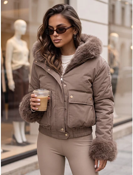Dámská krátká zimní bunda s kožešinou Fango FashionStreet TY5997