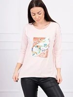 Halenka s 3D grafikou Bird powder pink