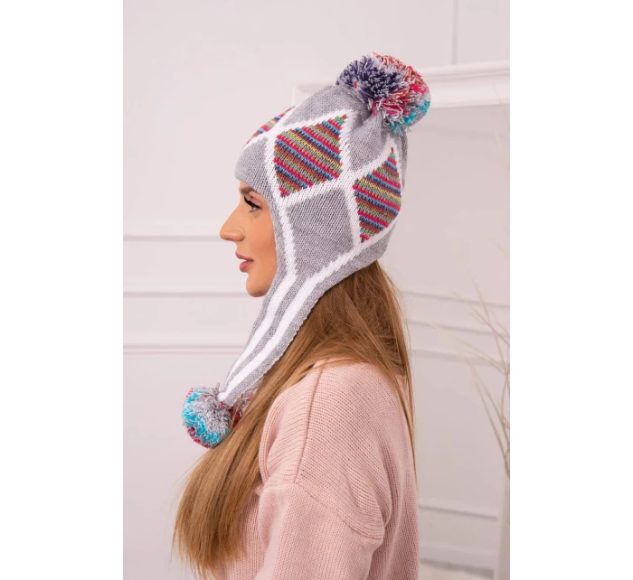 Dámská klapka na uši Eunika K322 šedá+červená Dámská klapka na uši Eunika K322 šedá+červená