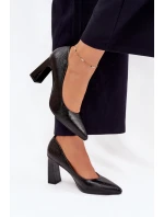 Dámské lodičky na podpatku model 21704941 černé - VINCEZA