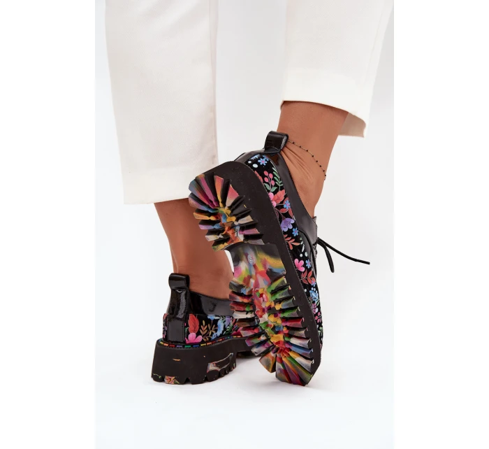 Lakované polobotky z pravé kůže s vzorem model 21712368 Černé - Artiker