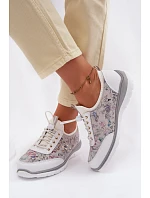 Dámské vzorované kožené polobotky model 22100272 bílé - D&A