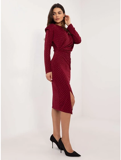 Šaty DHJ SK model 20590164 vínové - FPrice Šaty DHJ SK model 20590164 vínové - FPrice