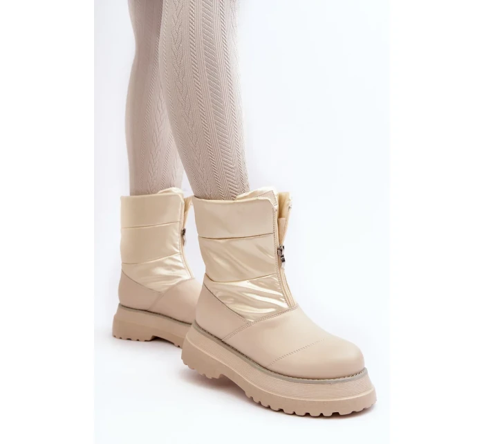 Dámské sněhule na silné podrážce se zipem GOE béžová Dámské sněhule na silné podrážce se zipem GOE béžová