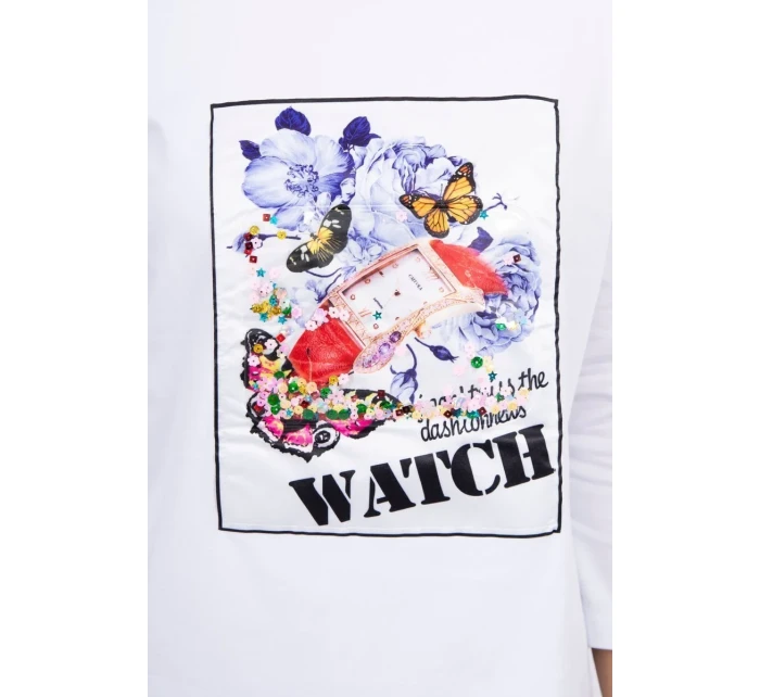 Šaty s grafikou 3D Watch ecru