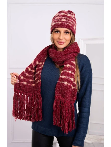 Dámská souprava se šátkem Anika K304 vínová Dámská souprava se šátkem Anika K304 vínová