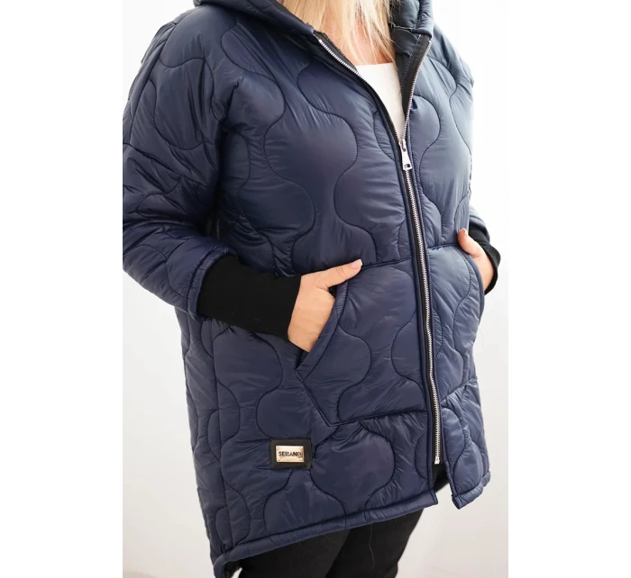 Dámská bunda Plus Size prošívaná s kapucí model 21468722 - K-Fashion