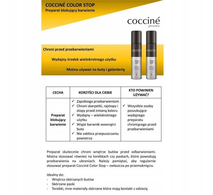 Coccine Color Stop Spray Prevent Footwear Coloring