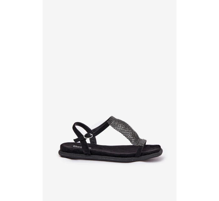 Plné Elegantní Dámské Sandály S Krystaly Artiker 56C1370 Černé