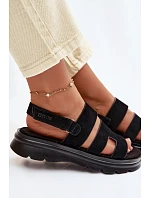 Dámské sandály semišové Big Star model 22064154 Černé - Big Star Shoes Dámské sandály semišové Big Star model 22064154 Černé - Big Star Shoes